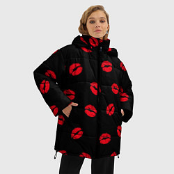 Куртка зимняя женская Поцелуи, цвет: 3D-черный — фото 2