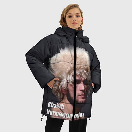 Женская зимняя куртка Хабиб Нурмагомедов / 3D-Красный – фото 3