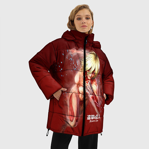 Женская зимняя куртка Атака на титанов / 3D-Красный – фото 3