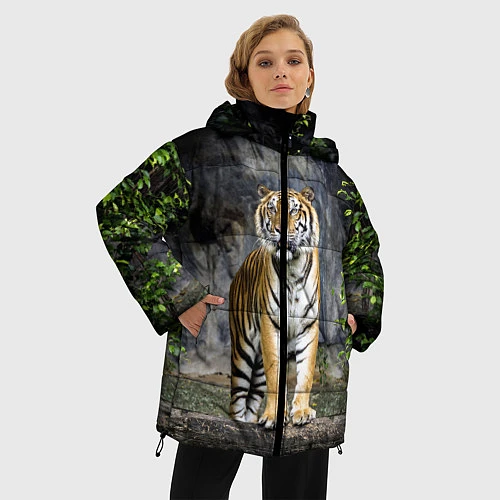 Женская зимняя куртка ТИГР В ЛЕСУ / 3D-Красный – фото 3