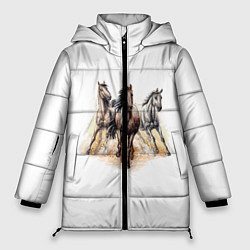 Куртка зимняя женская Лошади, цвет: 3D-черный