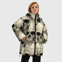 Куртка зимняя женская Черепа 5 вариант, цвет: 3D-светло-серый — фото 2