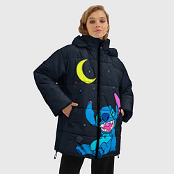 Куртка зимняя женская Стич под луной, цвет: 3D-черный — фото 2