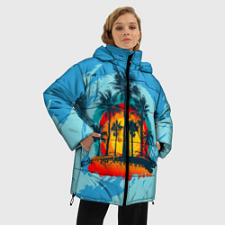 Куртка зимняя женская Море Пальмы Песок, цвет: 3D-черный — фото 2