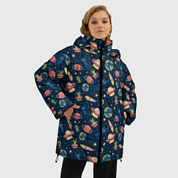 Куртка зимняя женская Космические будни, цвет: 3D-черный — фото 2