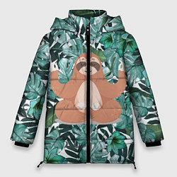 Куртка зимняя женская Ленивец Йог, цвет: 3D-черный