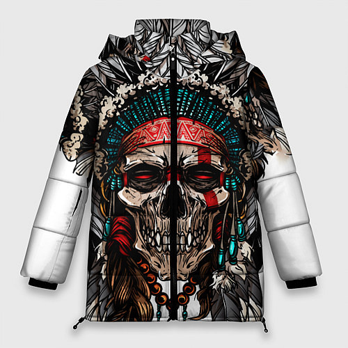 Женская зимняя куртка Череп индейца / 3D-Светло-серый – фото 1