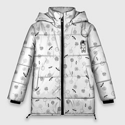 Куртка зимняя женская Астронавт и одуванчики, цвет: 3D-черный