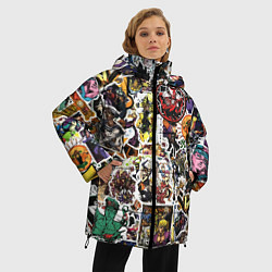 Куртка зимняя женская JoJo’s Sticker Bombing, цвет: 3D-светло-серый — фото 2