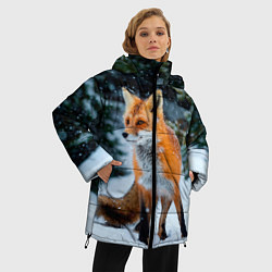 Куртка зимняя женская Лиса в зимнем лесу, цвет: 3D-черный — фото 2