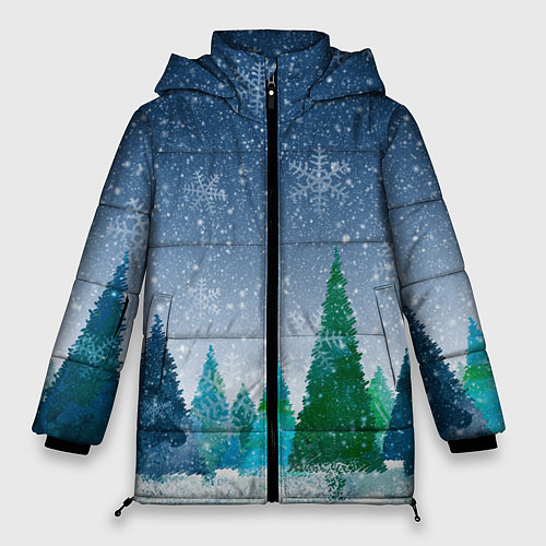 Женская зимняя куртка Снежинки в лесу / 3D-Светло-серый – фото 1