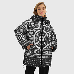 Куртка зимняя женская Свитер с черепами, цвет: 3D-черный — фото 2