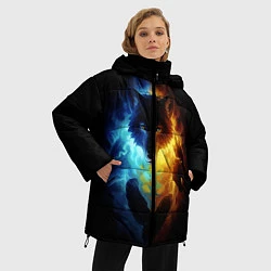 Куртка зимняя женская Волки в огне, цвет: 3D-черный — фото 2