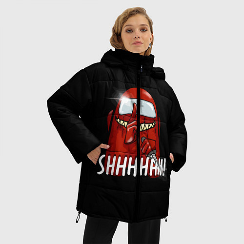 Женская зимняя куртка AMONG US SHHHHHH! / 3D-Красный – фото 3