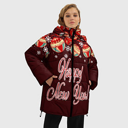 Куртка зимняя женская Happy New Year!, цвет: 3D-черный — фото 2