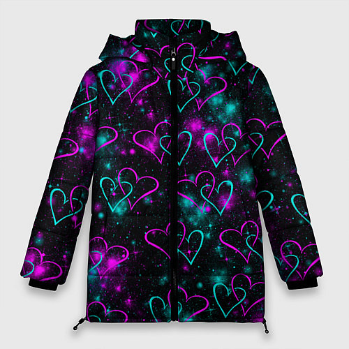 Женская зимняя куртка Сердечки / 3D-Светло-серый – фото 1