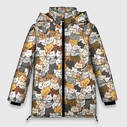 Куртка зимняя женская Котики муркотики, цвет: 3D-черный