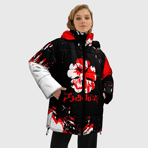 Женская зимняя куртка Чёрный клевер / 3D-Красный – фото 3