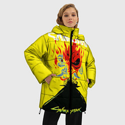 Куртка зимняя женская Киберпанк 2077 Киану на спине, цвет: 3D-черный — фото 2