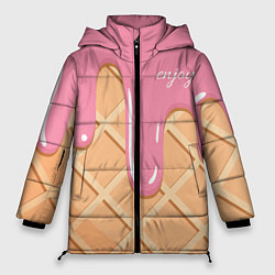Куртка зимняя женская Мороженое Рожок, цвет: 3D-черный