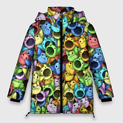 Куртка зимняя женская Цветные Поп Котики, цвет: 3D-красный