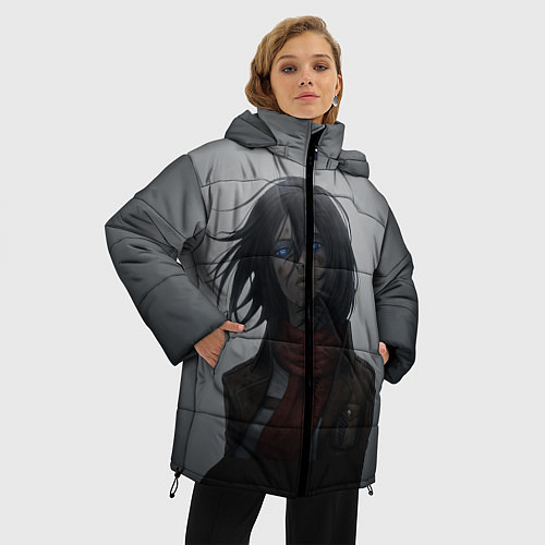 Женская зимняя куртка Микаса Аккерман / 3D-Красный – фото 3