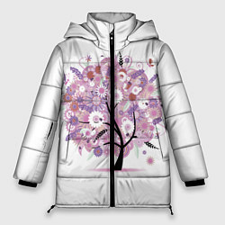 Куртка зимняя женская Цветочное Дерево, цвет: 3D-красный