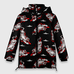 Куртка зимняя женская Японский стиль - тигры, цвет: 3D-черный