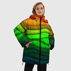 Куртка зимняя женская Цветные волны, цвет: 3D-красный — фото 2