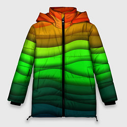 Куртка зимняя женская Цветные волны, цвет: 3D-красный