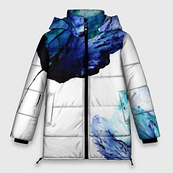 Куртка зимняя женская Синие цветы, цвет: 3D-черный