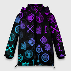 Куртка зимняя женская СЛАВЯНСКИЕ РУНЫ ПАТТЕРН Z, цвет: 3D-черный