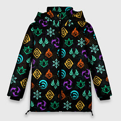 Куртка зимняя женская GENSHIN IMPACT ЭМБЛЕМЫ, цвет: 3D-черный