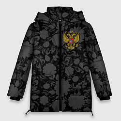 Женская зимняя куртка Герб России Хохлома