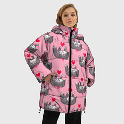 Куртка зимняя женская Пиксельные котики, цвет: 3D-черный — фото 2