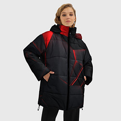 Куртка зимняя женская Красные плиты 3D, цвет: 3D-черный — фото 2