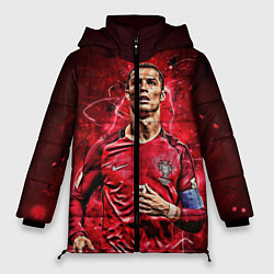 Куртка зимняя женская Cristiano Ronaldo Portugal, цвет: 3D-красный