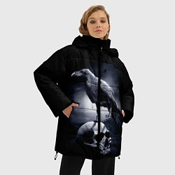 Куртка зимняя женская ЧЕРЕП И ВОРОН, цвет: 3D-светло-серый — фото 2