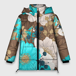 Куртка зимняя женская Красивые цвеТы, цвет: 3D-черный
