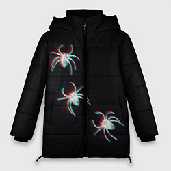Куртка зимняя женская ПАУКИ ГЛИТЧ GLITCH SPIDERS, цвет: 3D-черный