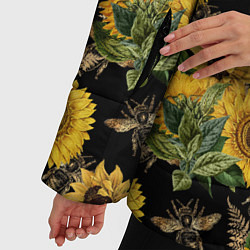 Куртка зимняя женская Fashion Sunflowers and bees, цвет: 3D-черный — фото 2
