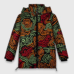 Куртка зимняя женская Абстрактный узор линии, цвет: 3D-черный