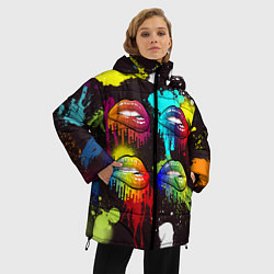 Куртка зимняя женская Красочные кубы, цвет: 3D-черный — фото 2