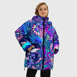 Куртка зимняя женская Неоновые Звери, цвет: 3D-черный — фото 2