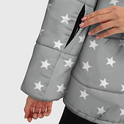 Куртка зимняя женская Белые Звездочки На сером Фоне, цвет: 3D-черный — фото 2