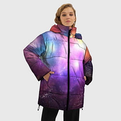 Куртка зимняя женская Космос, сияние и звезды, цвет: 3D-черный — фото 2