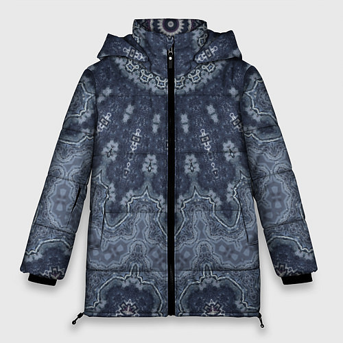 Женская зимняя куртка Серый восточный орнамент мандала / 3D-Светло-серый – фото 1