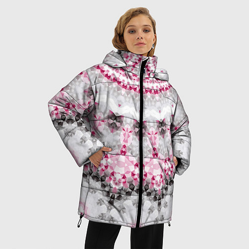 Женская зимняя куртка Абстрактный современный фон / 3D-Красный – фото 3