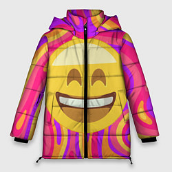 Куртка зимняя женская Абстракция позитив Красочный и яркий принт, цвет: 3D-красный