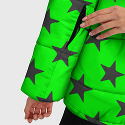 Куртка зимняя женская Звездный фон зеленый, цвет: 3D-светло-серый — фото 2